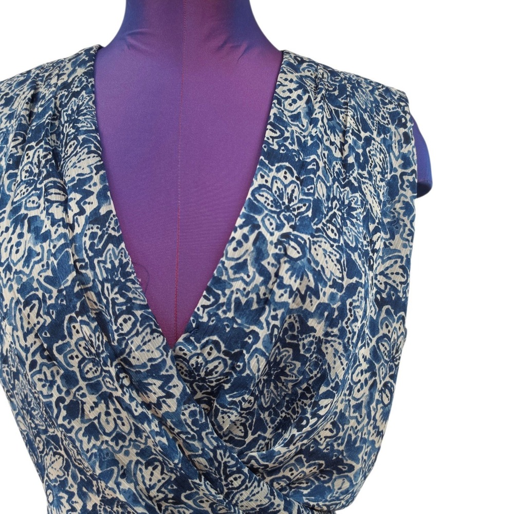 Ralph Lauren Black Label Blue Georgette Floral Tiered Midi Dress Size 14 - Picture 2 of 8